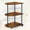 Rustic Brown 3-Tier Corner Shelf with Wheels, Rolling Side Table for Small Spaces